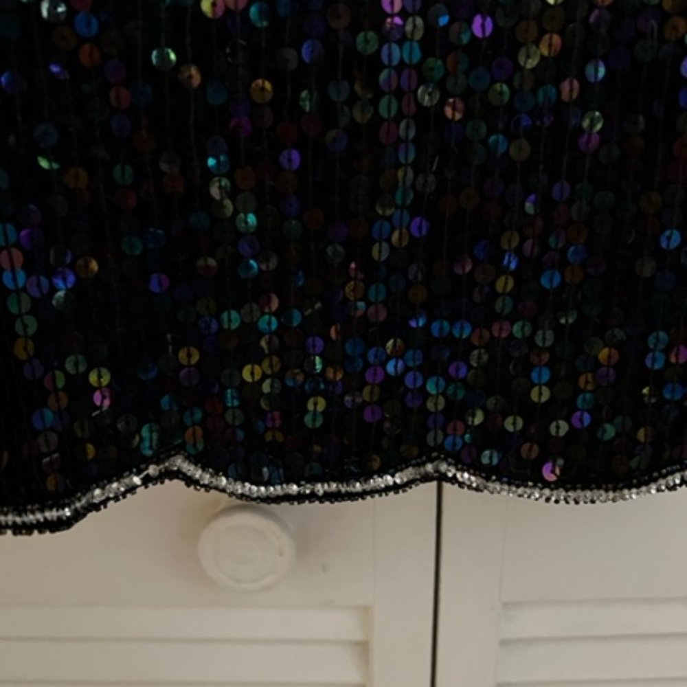 Holiday/Formal-Affair Ready! Silk Floral Design Sequin Top Sz Medium - Picture 7 of 12